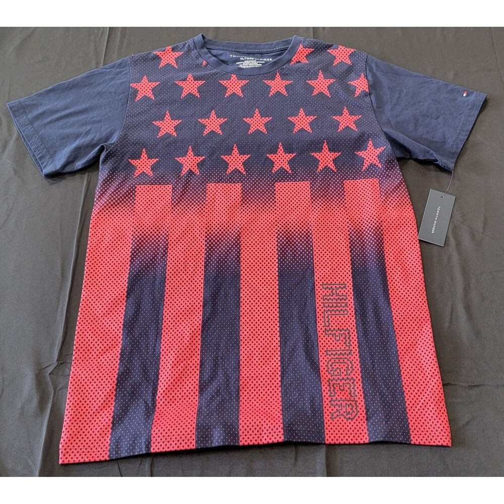 Tommy Hilfiger Boys T-Shirt Short Sleeve Blue Red American Patriotic XL 20 NWT